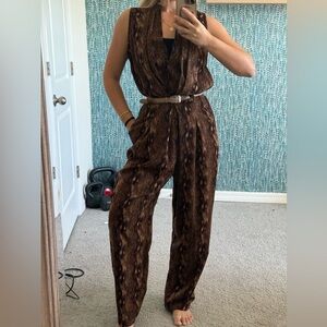 Vintage 80’s 90’s Studio I Brown leopard Jumpsuit with Relaxed Fit